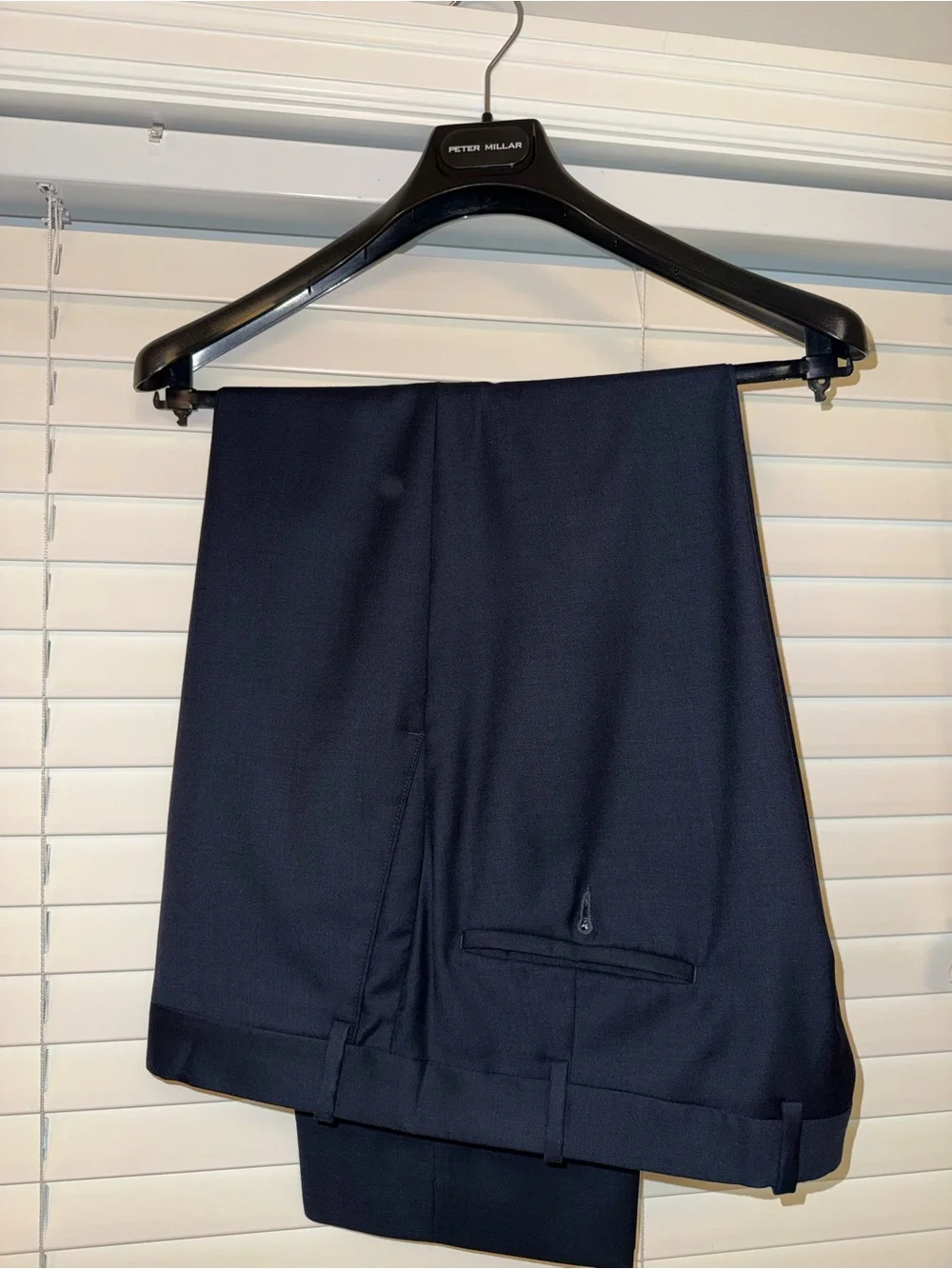 Peter Millar 46R 100% Wool Suit Set Dark Navy | 40” Waist 27” Inseam No Cuff - Picture 4 of 4